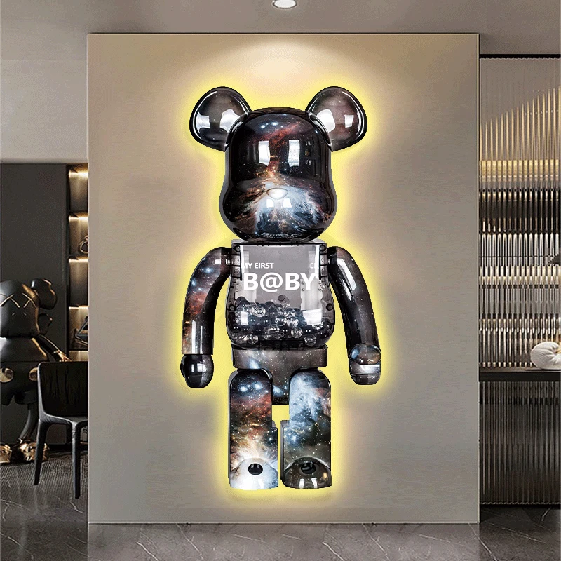 壁灯星空熊玄关潮流装饰画新款入户门正对墙挂画LED氛围灯画80160