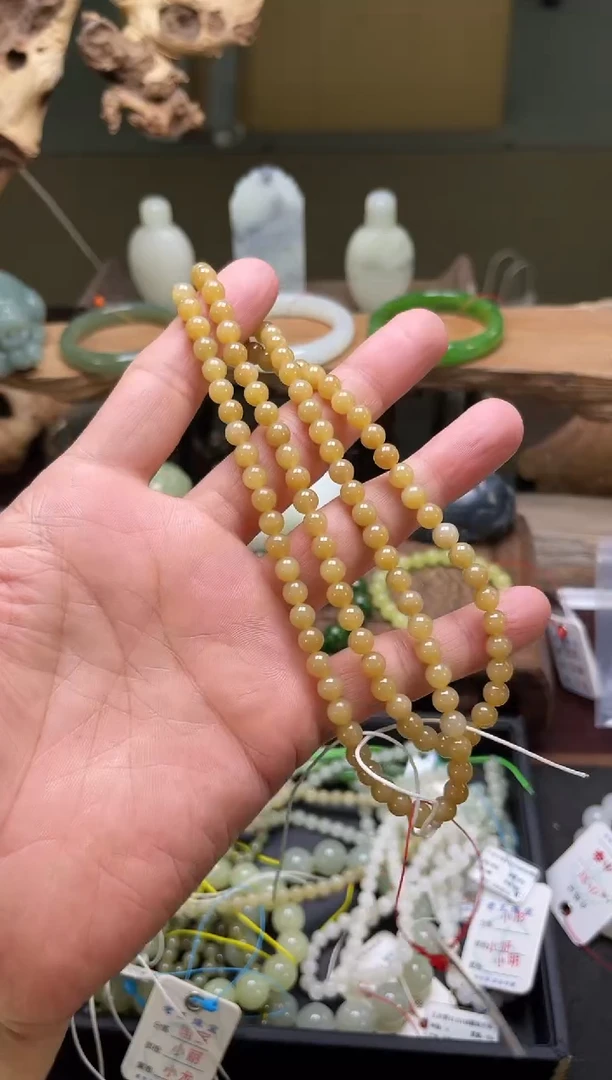 和田玉未镶嵌项链108卡6且末金山糖珠链9010581