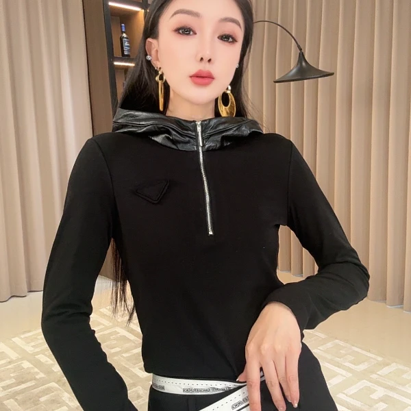 【宝姐家/打底】新款连帽显瘦打底上衣 25259