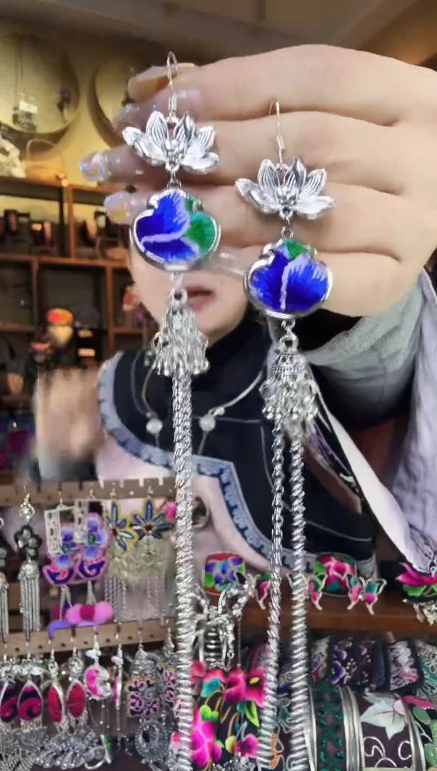 刺绣非遗刺绣民族风耳环