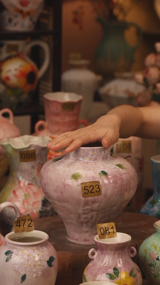 陶瓷523景德镇设计师手作花器摆件侘寂风