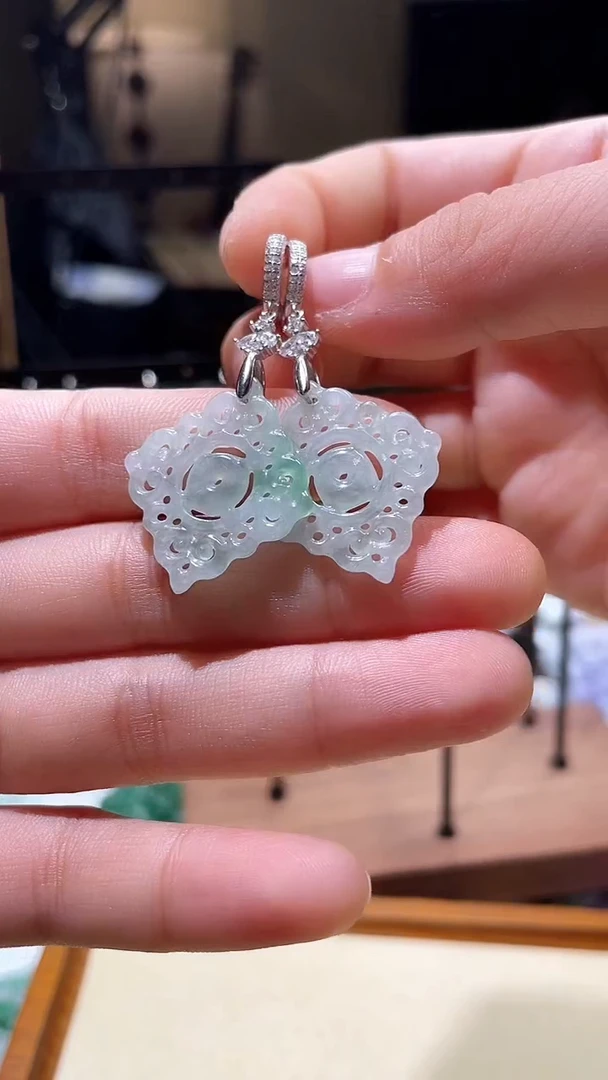 【闪购商品】翡翠耳饰银S925镶嵌耳坠