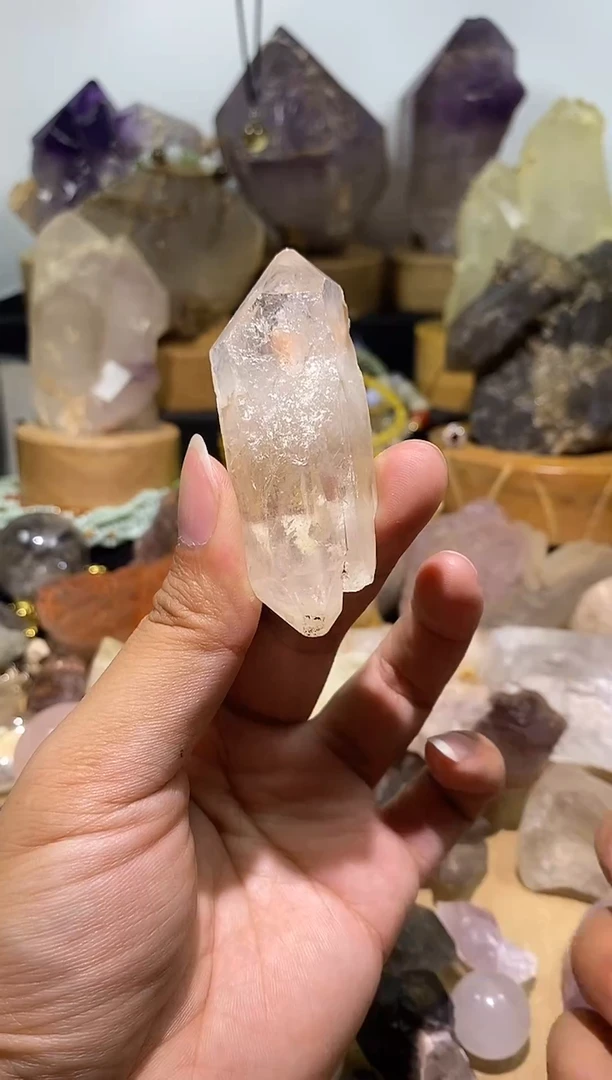 水晶珠宝半成品未镶嵌52号高透体白水晶手把