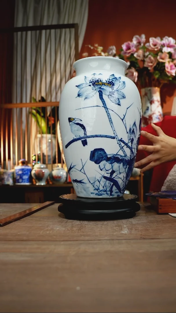 当代景德镇设计师釉下手绘陶瓷花瓶