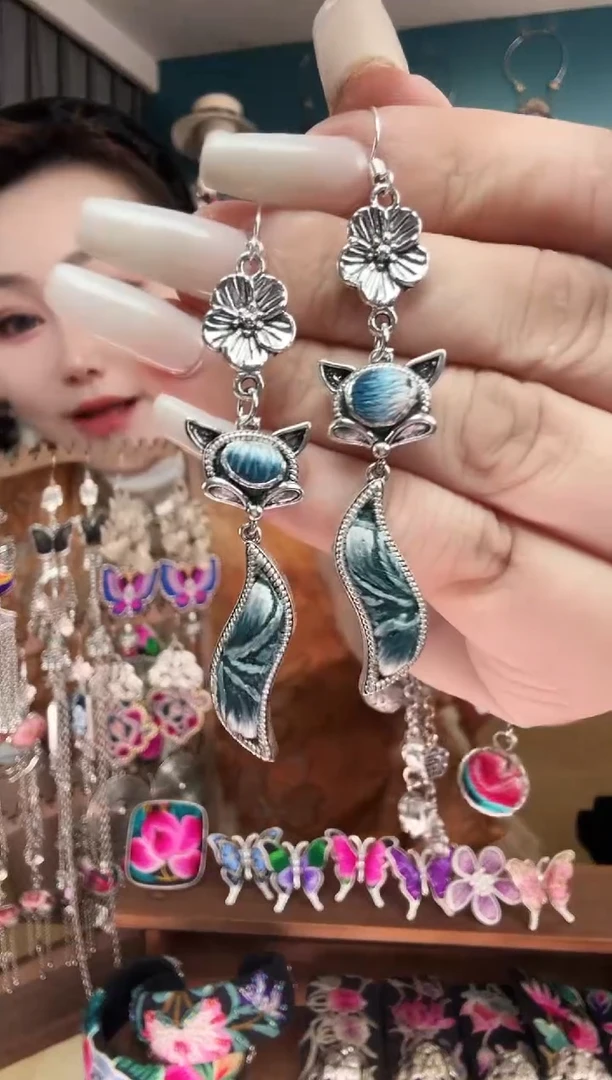 刺绣纯手工民族风刺绣耳环