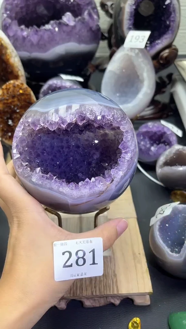 未镶嵌大型摆件（非配饰）紫晶281号开口笑
