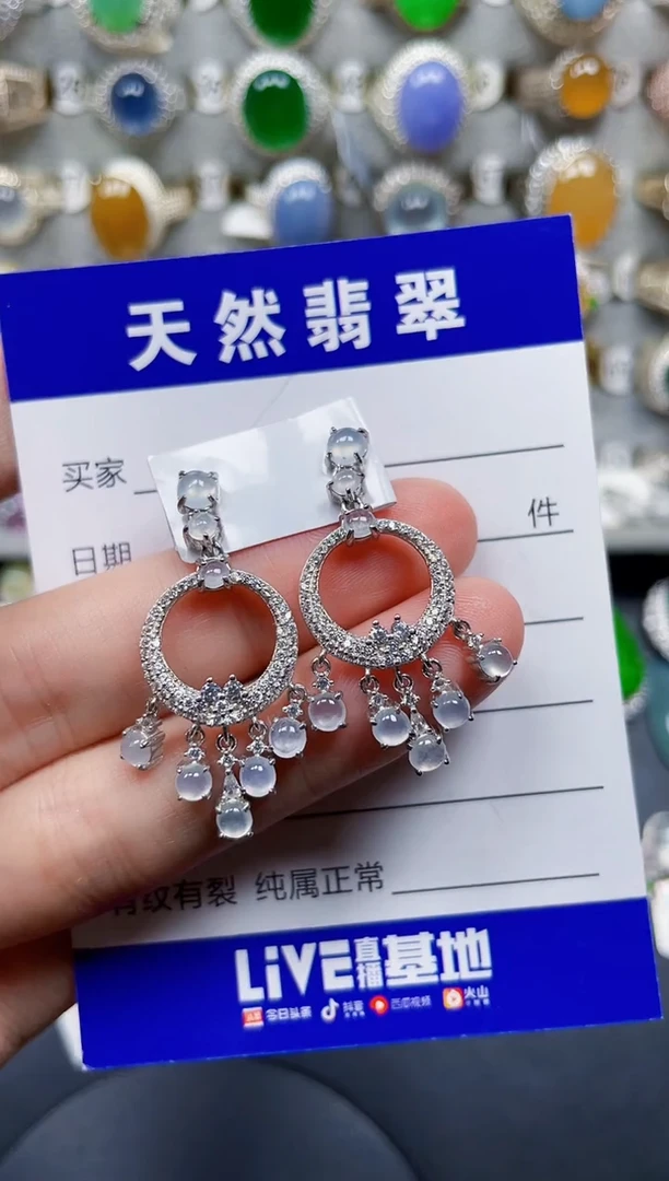 银S925镶嵌翡翠耳饰110