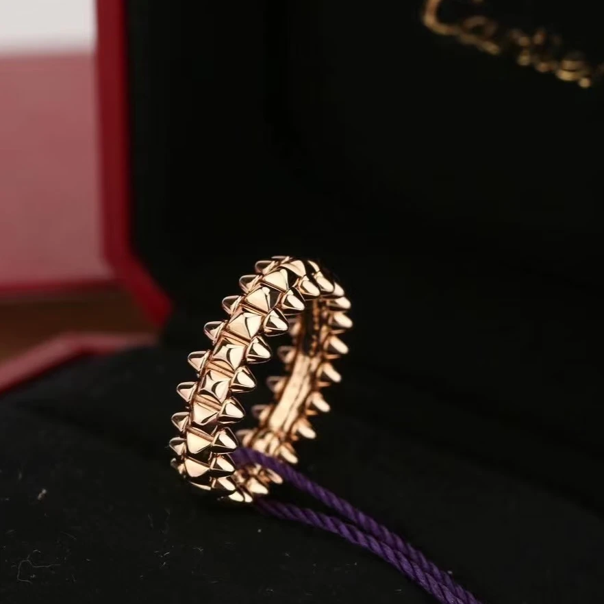 99新 Cartier/卡地亚 小花6欢 小号 铆钉 戒指 18K玫瑰金 52