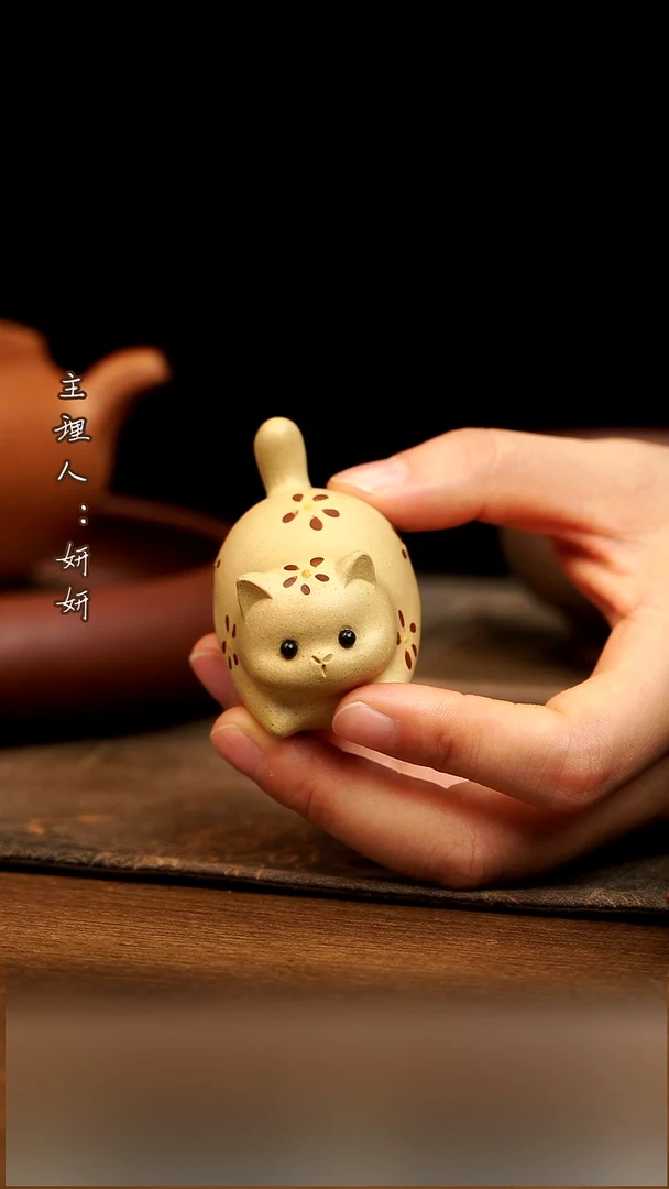 茶壶紫砂小猫  茶宠