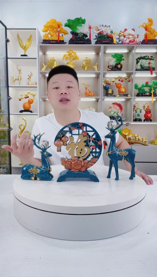 摆件蓝色福禄三件套