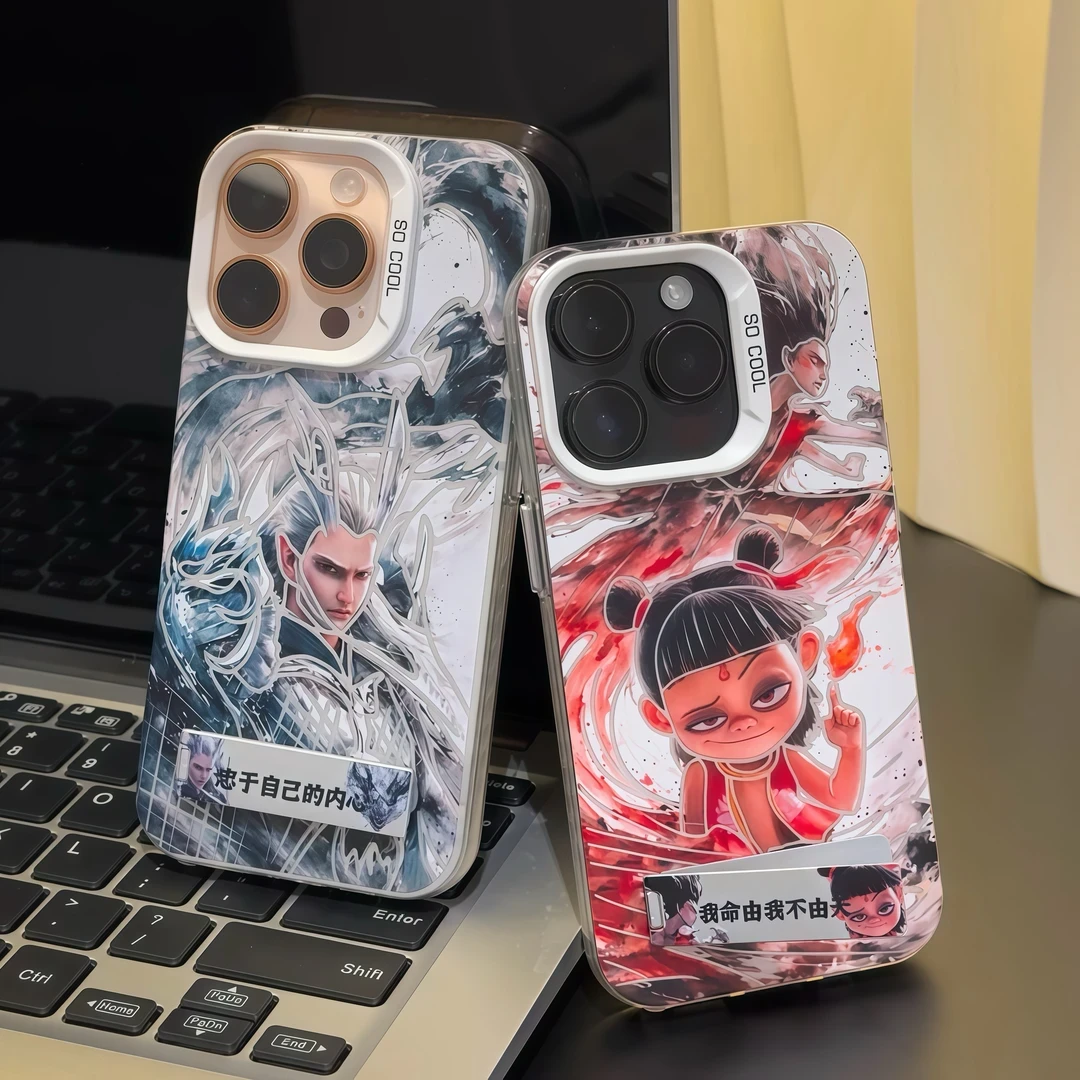 哪吒魔童闹海支架苹果16promax手机壳华为/荣耀/oppo/vivo保护套