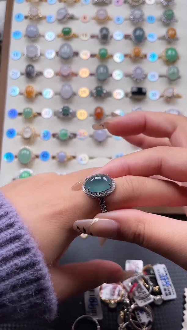 【闪购商品】翡翠戒指银S925镶嵌天然A货翡翠戒指