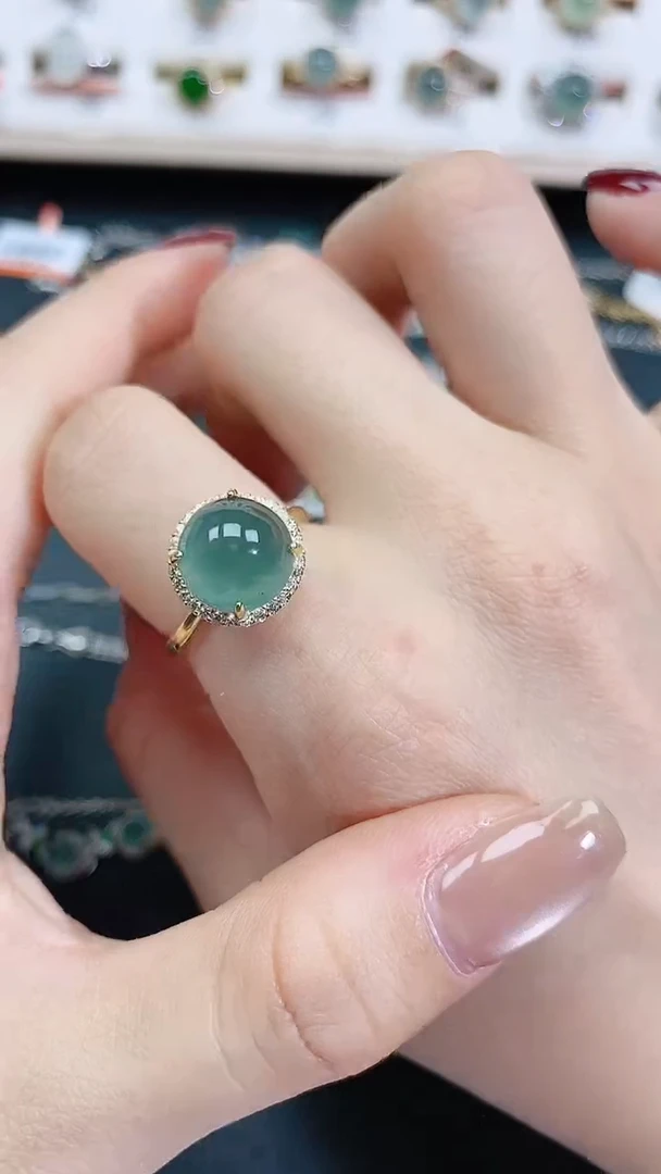 银S925镶嵌戒指翡翠天然翡翠
