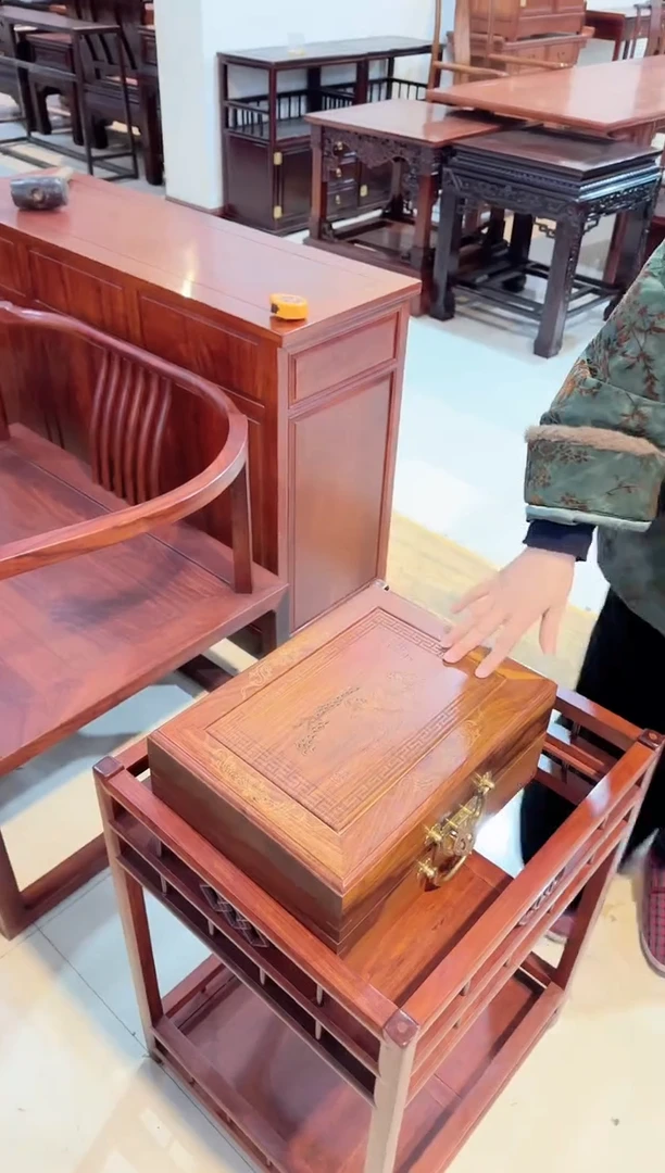 花梨木类家具国标红木刺猬紫檀茶盒