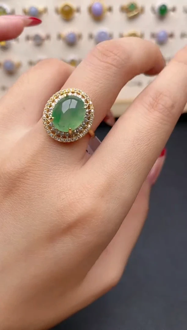 【闪购商品】翡翠戒指银S925镶嵌一物一证一礼盒