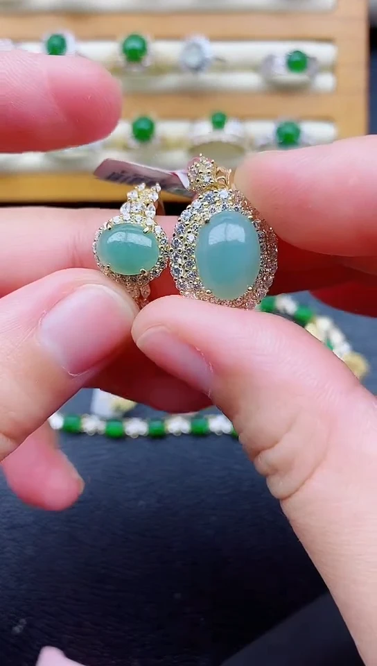 银S925镶嵌戒指翡翠1