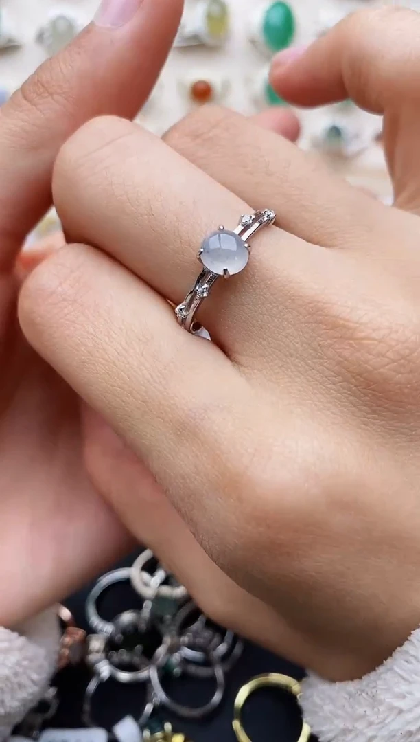 【闪购商品】翡翠戒指银S925镶嵌缅甸翡翠