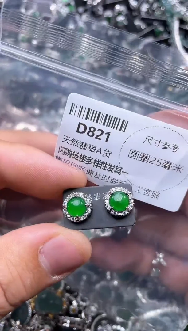 【闪购商品】翡翠颈饰未镶嵌D821耳钉