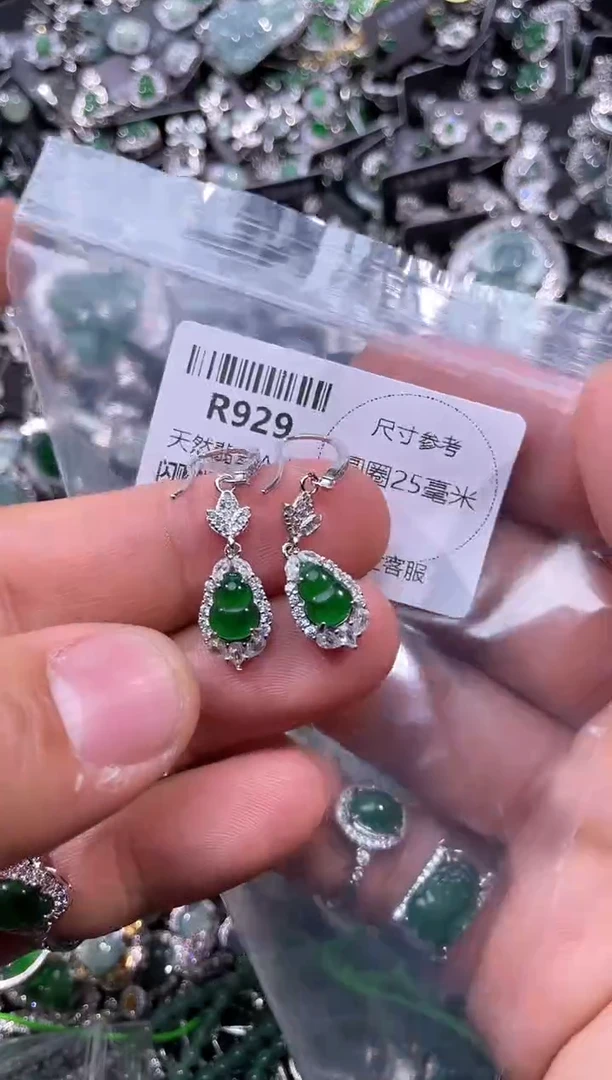 【闪购商品】翡翠颈饰未镶嵌R929耳钩