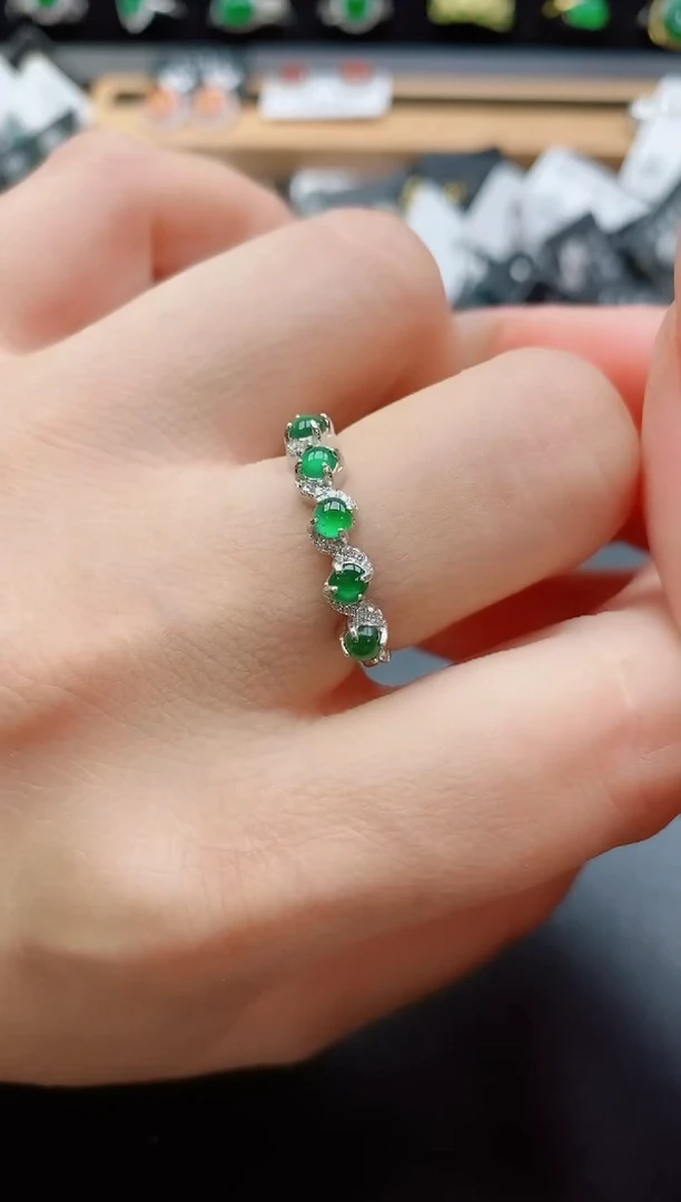 银S925镶嵌戒指翡翠1