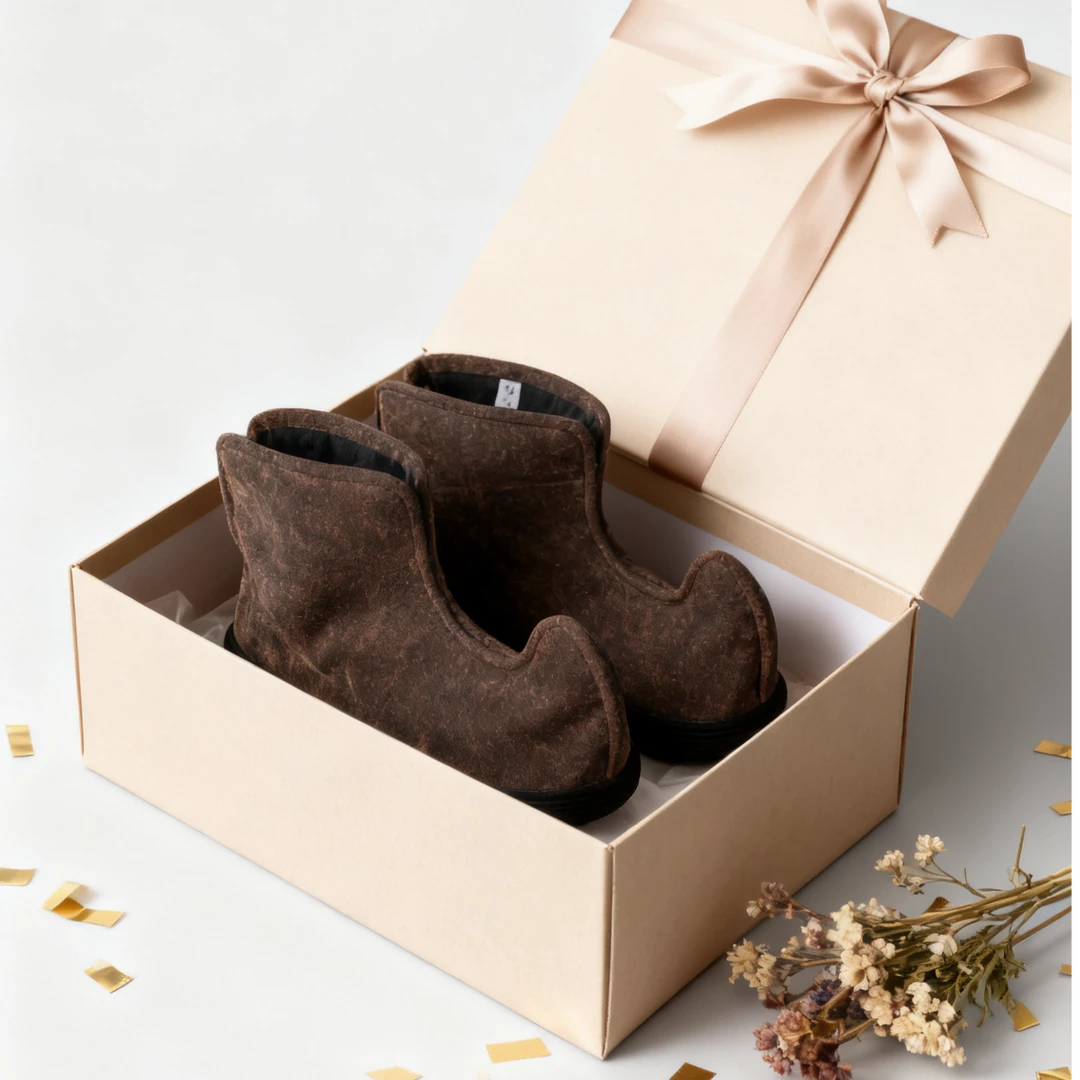 疙瘩绸古朴翘头汉薄棉靴手工千层底休闲秋冬冬季加厚保暖百搭厚底