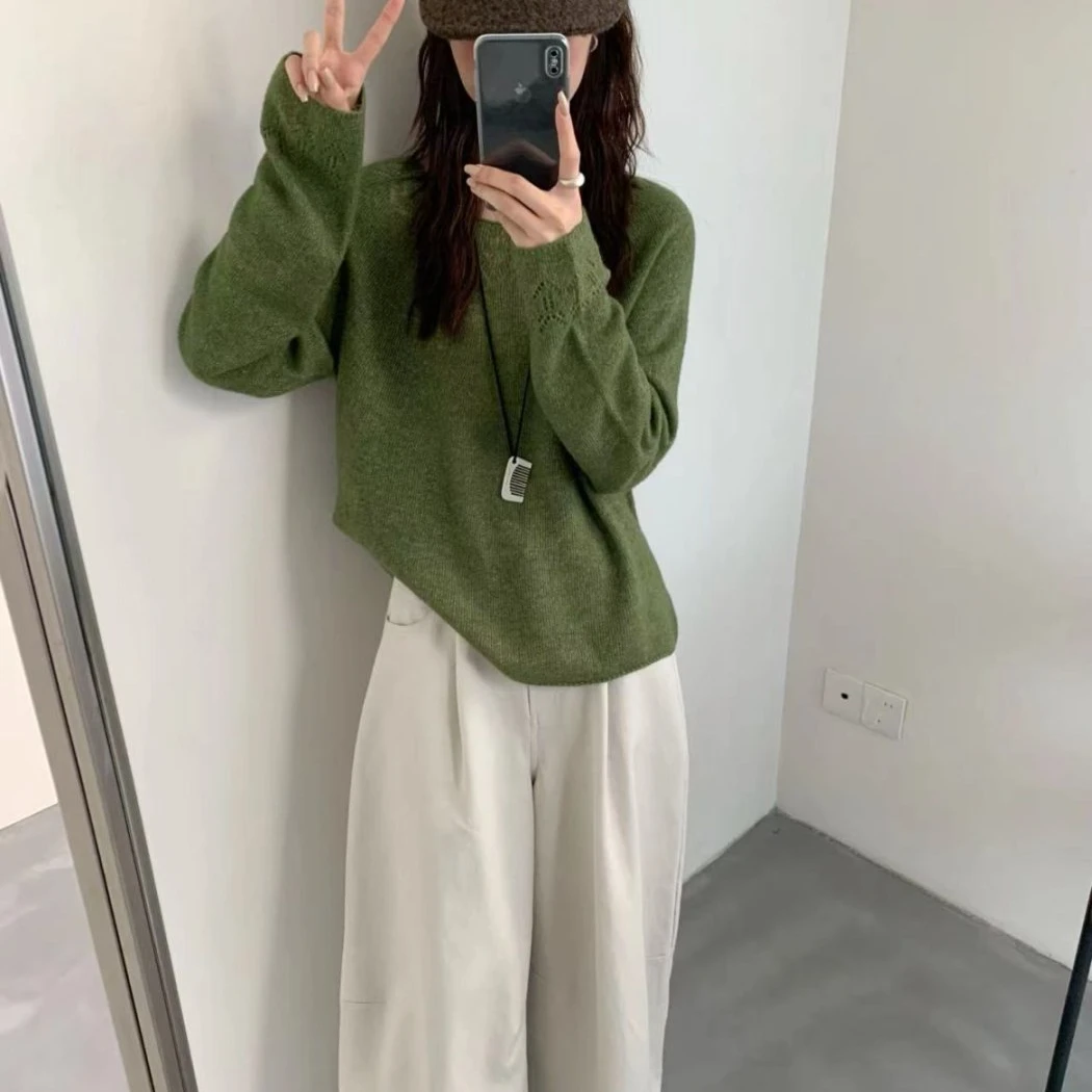 【素简.970192】秋冬新款金线驼羊绒抓花洋气设计女装针织衫