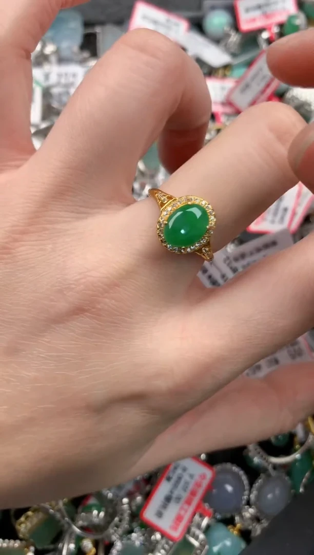 银S925镶嵌戒指翡翠11-11---1