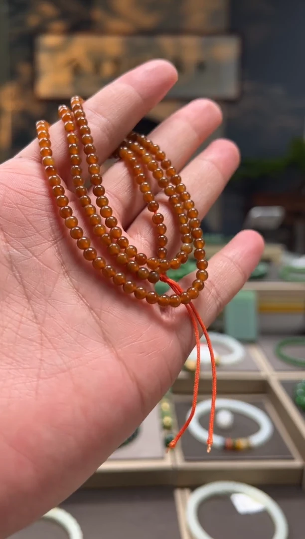 手串未镶嵌和田玉血红糖卡4mm