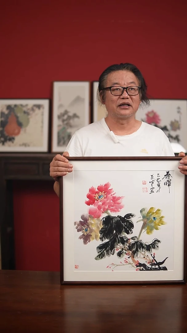 国画手绘-52*52带框-夏寒作品