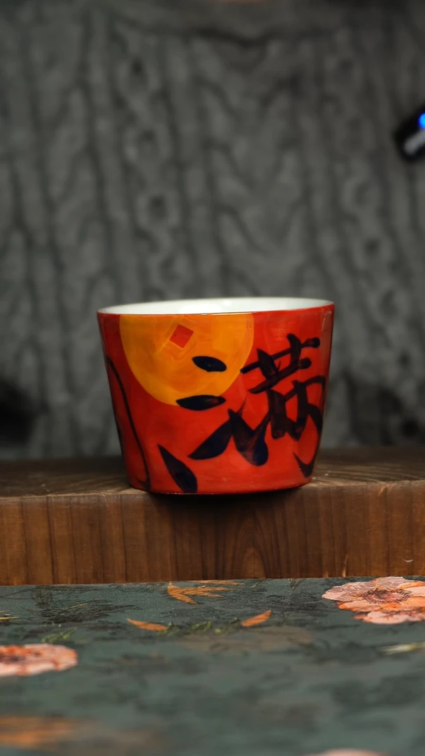 杯釉下彩手工手绘同款陶器