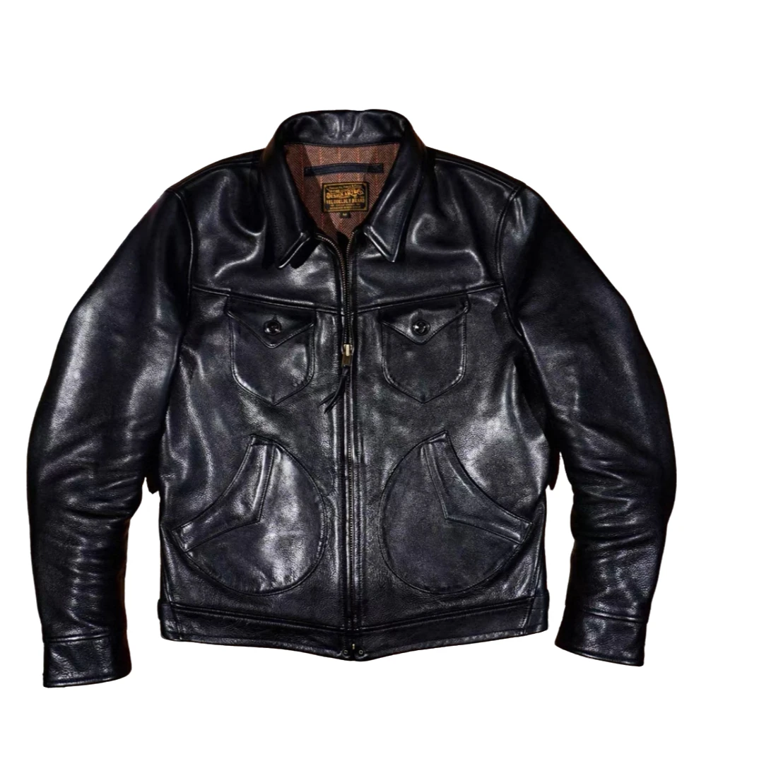 【1.3-1.5mm巴基斯坦植鞣牛皮】毕业门多萨水洗复古无涂农场主夹克Y