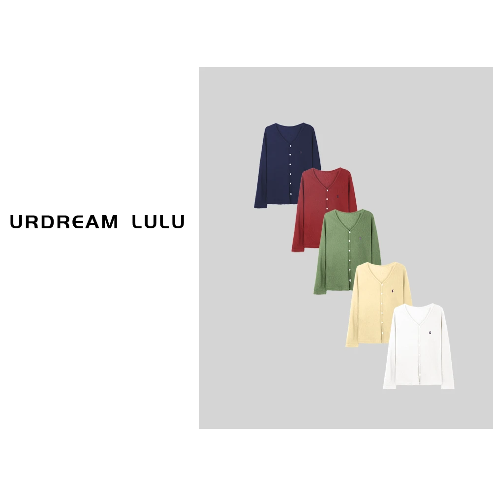 [夏未止] 麻感棉小马刺绣系扣开衫女V领宽松长袖-P6105