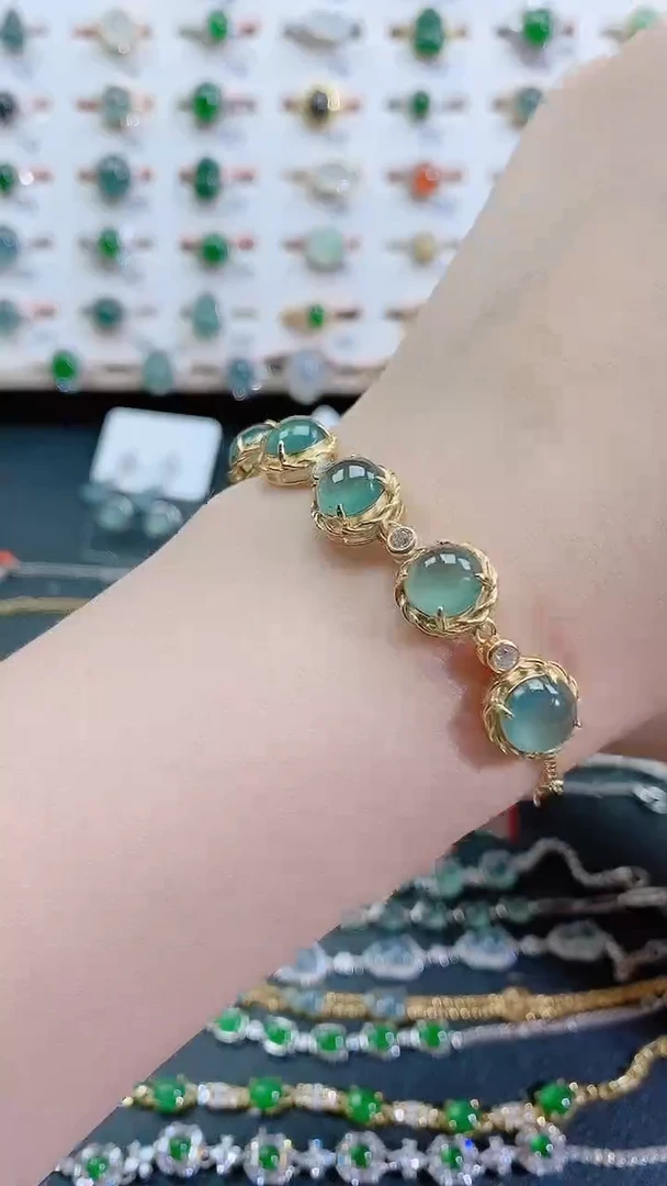 银S925镶嵌手链翡翠天然翡翠