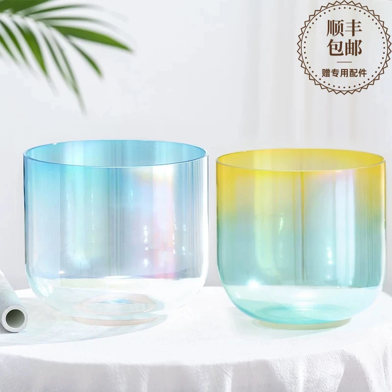 冰蓝炼金钵透明水晶钵瑜伽冥想音乐碗水晶疗愈乐器音钵水晶颂钵