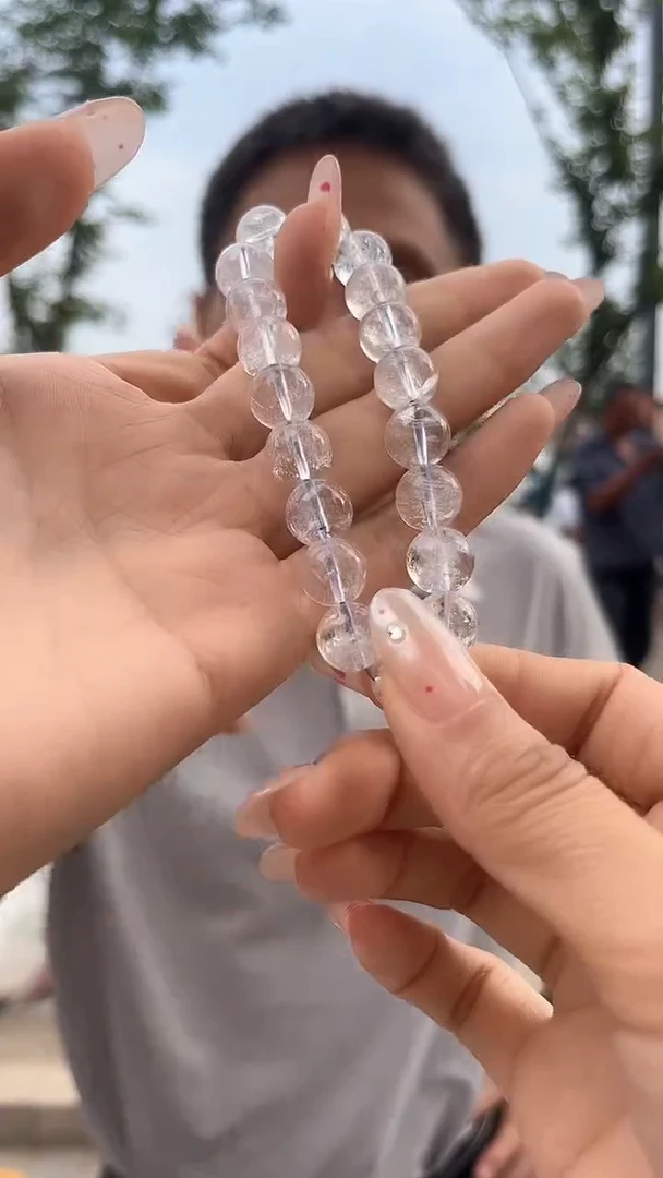 水晶手链未镶嵌天然白阿赛手串多样性发一10mm