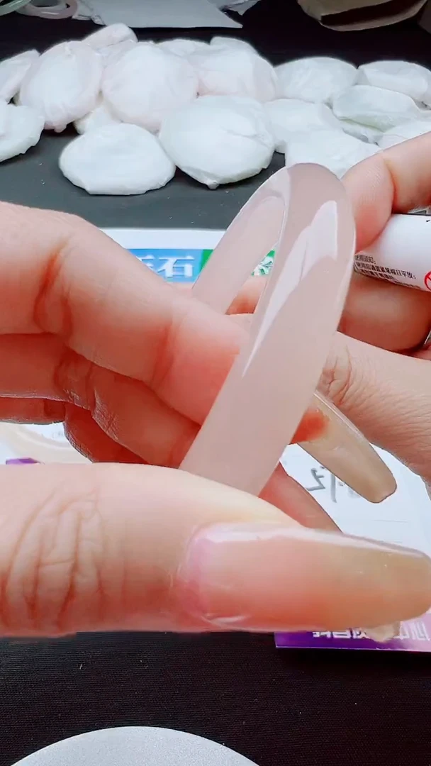 合金手镯石英质玉冰藕粉圈口57.6