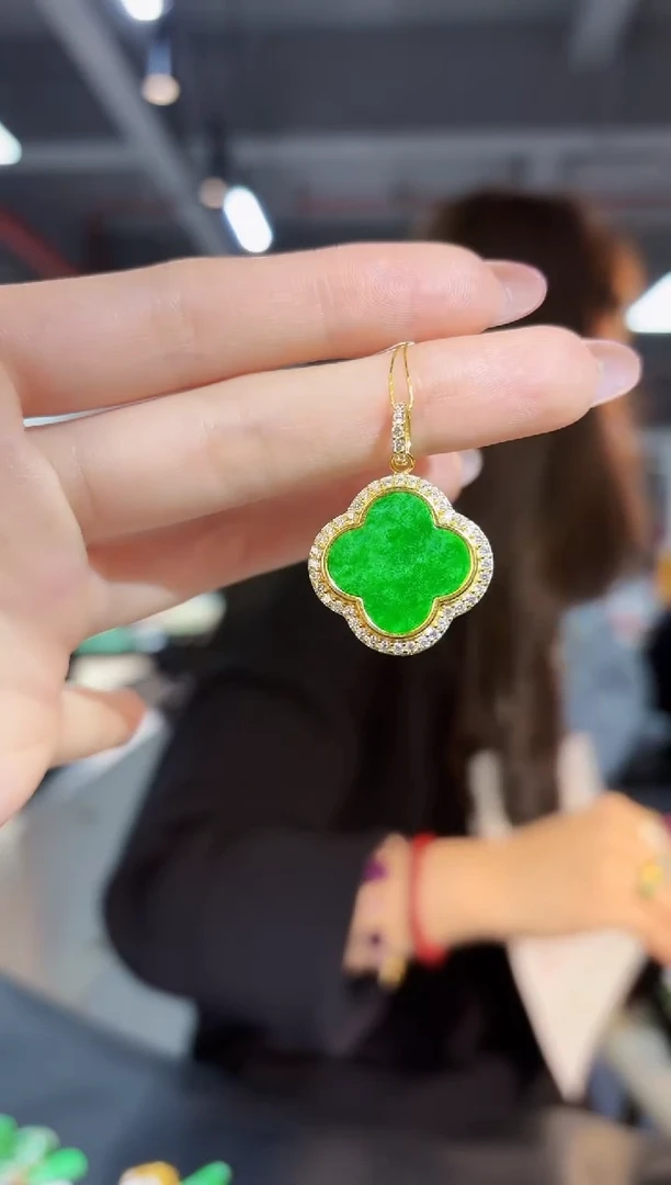 【闪购商品】翡翠颈饰银S925镶嵌缅料A货/支持复检/一件