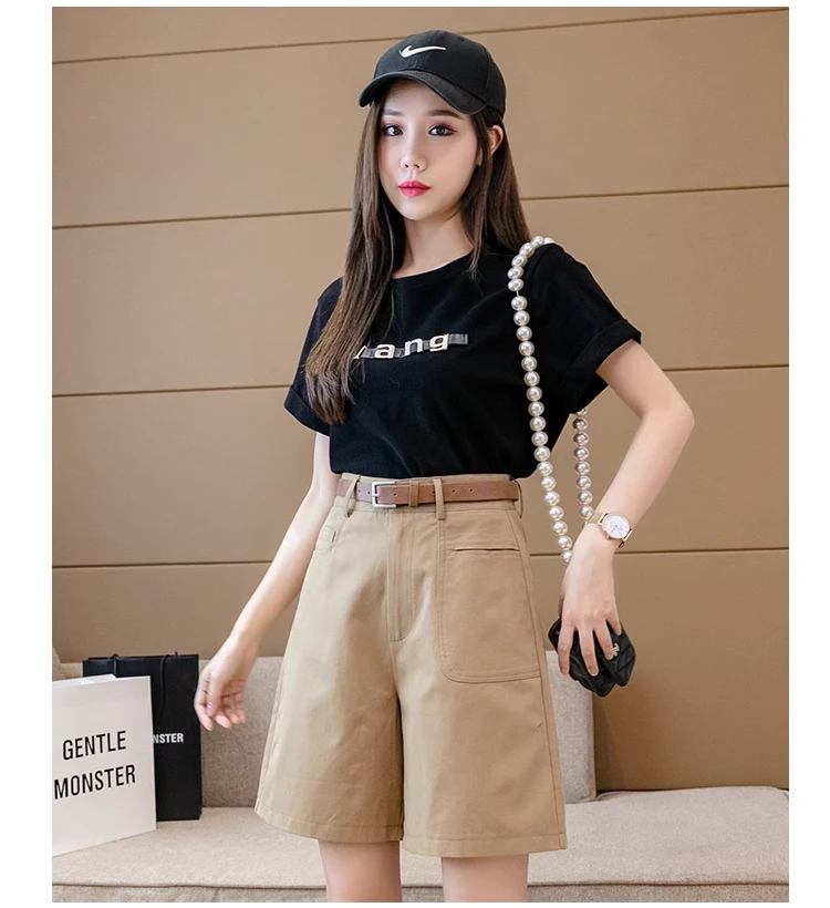 港味短裤女夏季薄款高腰宽松阔腿五分裤休闲直筒中裤运费补贴