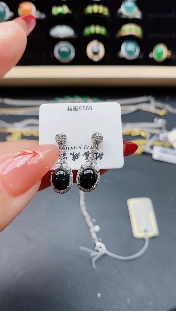 【闪购商品】翡翠耳饰银S925镶嵌508805