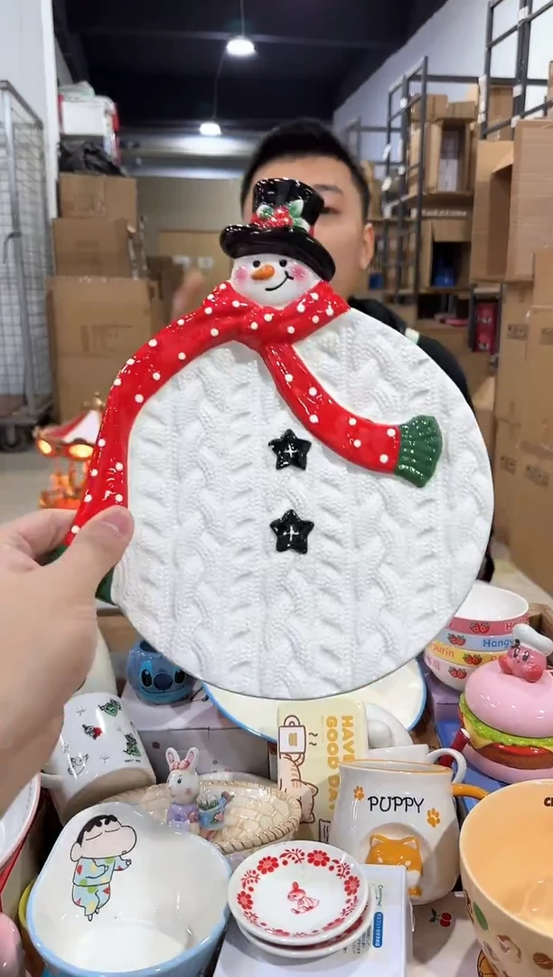 瓷片原盒雪人盘