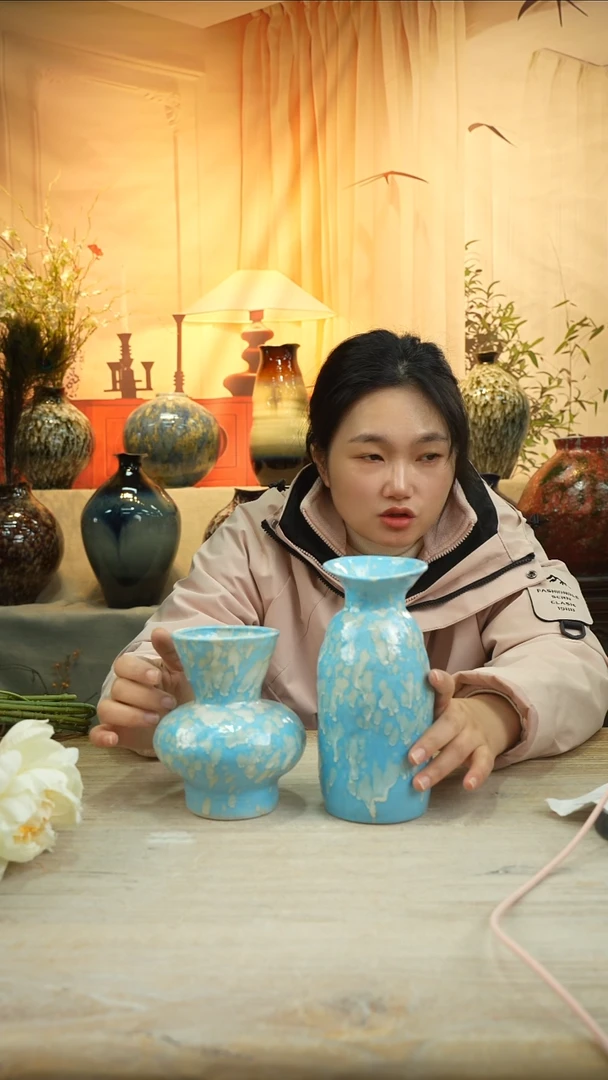 高口高温陶瓷花瓶花器套组