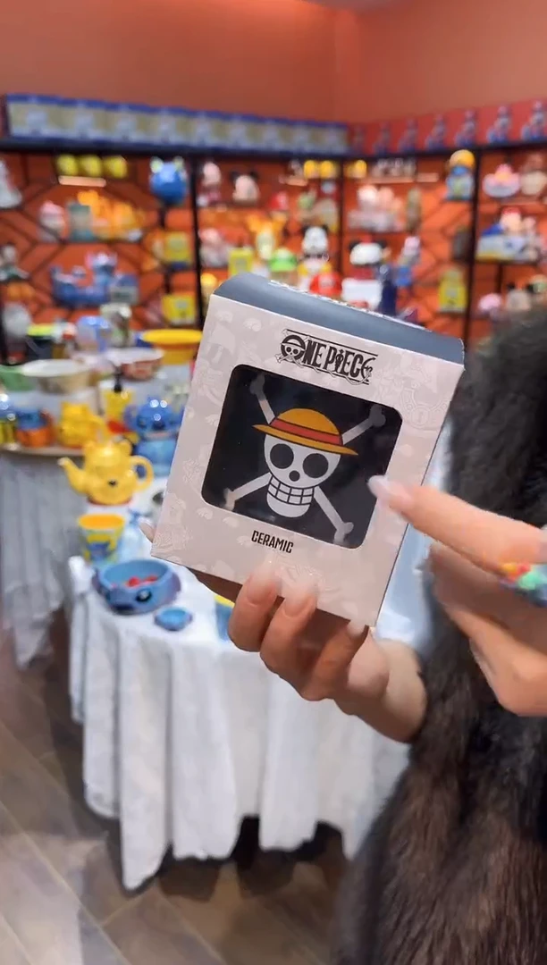 瓷片@@海贼王黑色陶瓷手握杯