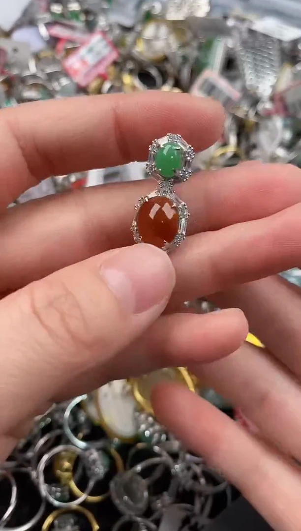 银S925镶嵌戒指翡翠111               8