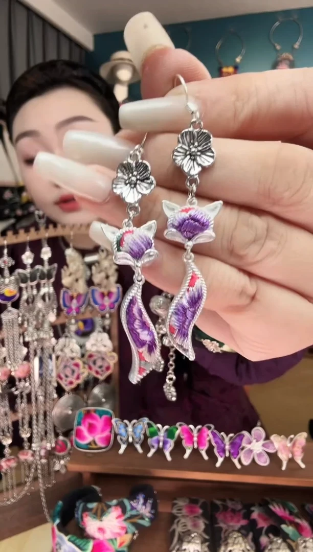 刺绣纯手工民族风刺绣耳环