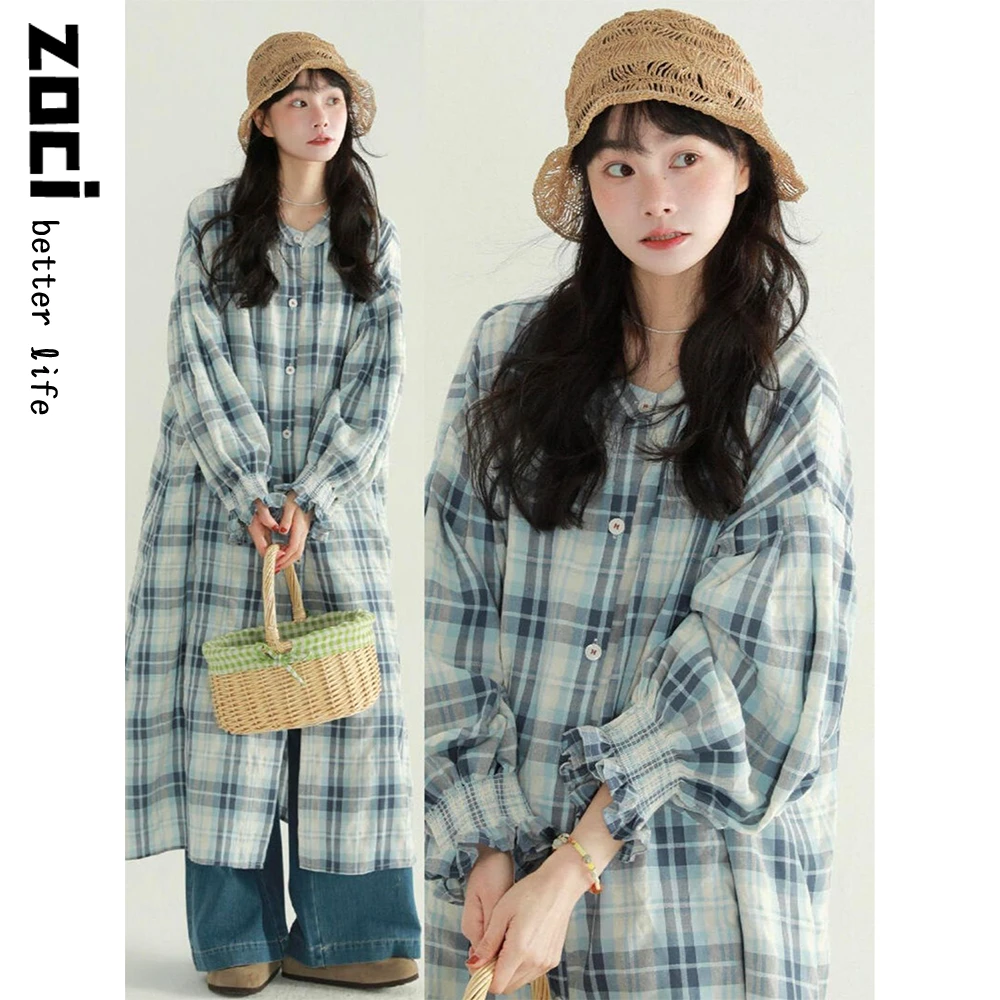 文艺复古学院风格子衬衫连衣裙2025夏季新款显瘦内搭气质长裙子