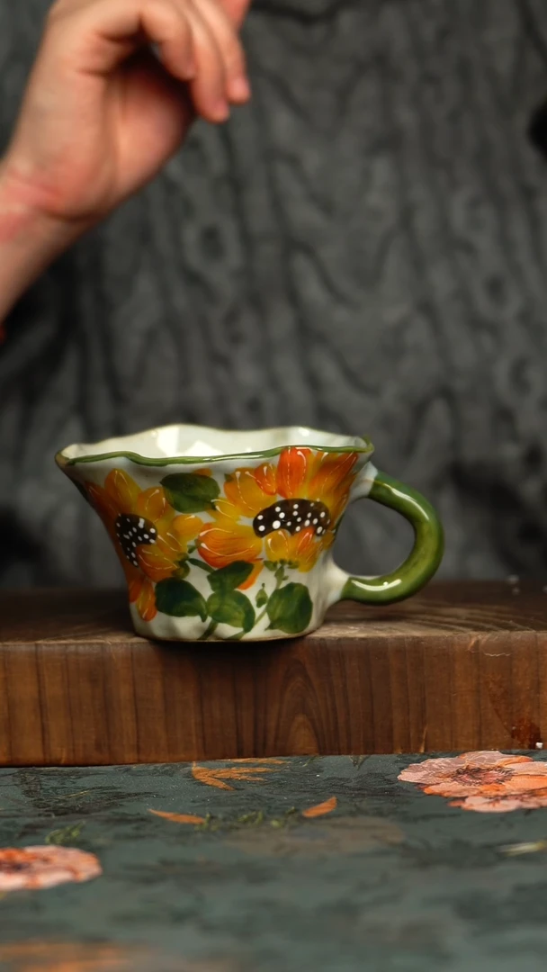 杯釉下彩手工手绘同款陶器