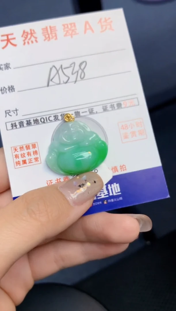 颈饰18K金镶嵌翡翠天然缅甸A货翡翠百元以上9元证书费自理