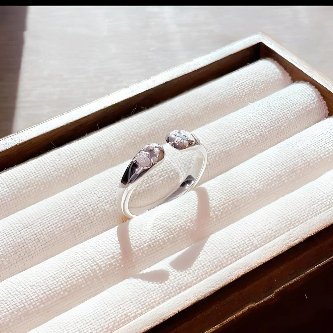 足银戒指 999纯银戒指女可爱猫爪食指戒活口素圈指环尾戒送女朋友