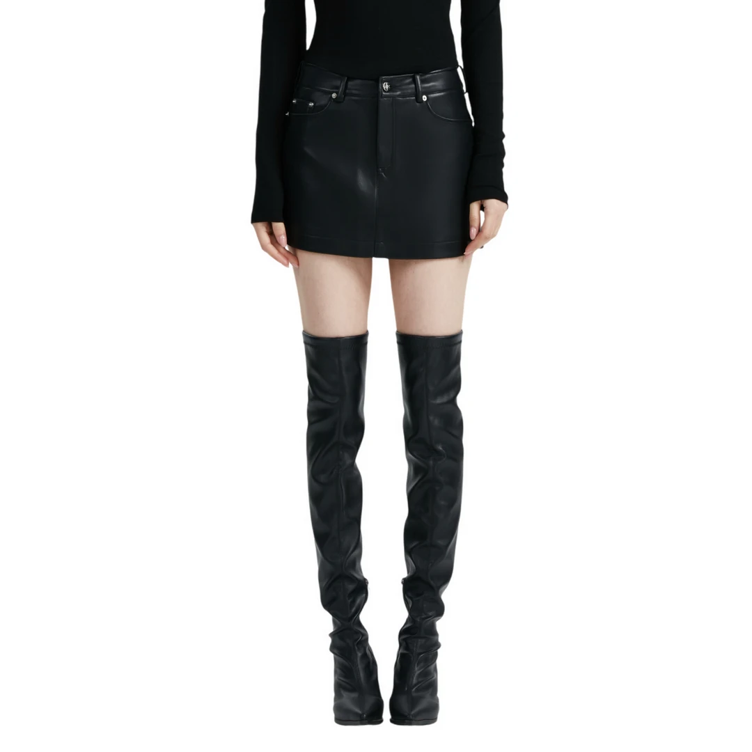 YASTIANO官方直营 2024SS春夏新款辣妹PU皮裙高级感包臀短裙