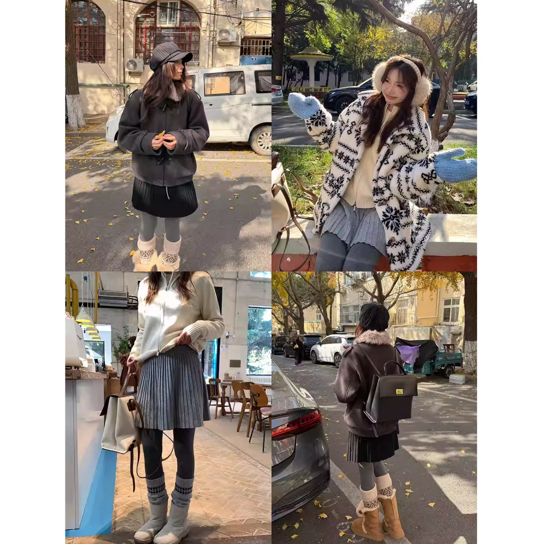 韩系时髦遮跨显瘦减龄miu系针织裙百褶半身短裙590692